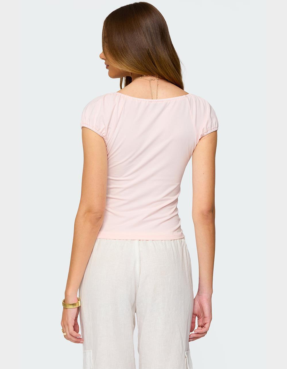 EDIKTED Oleana Gathered Bust Top - LIGHT PINK Product Image