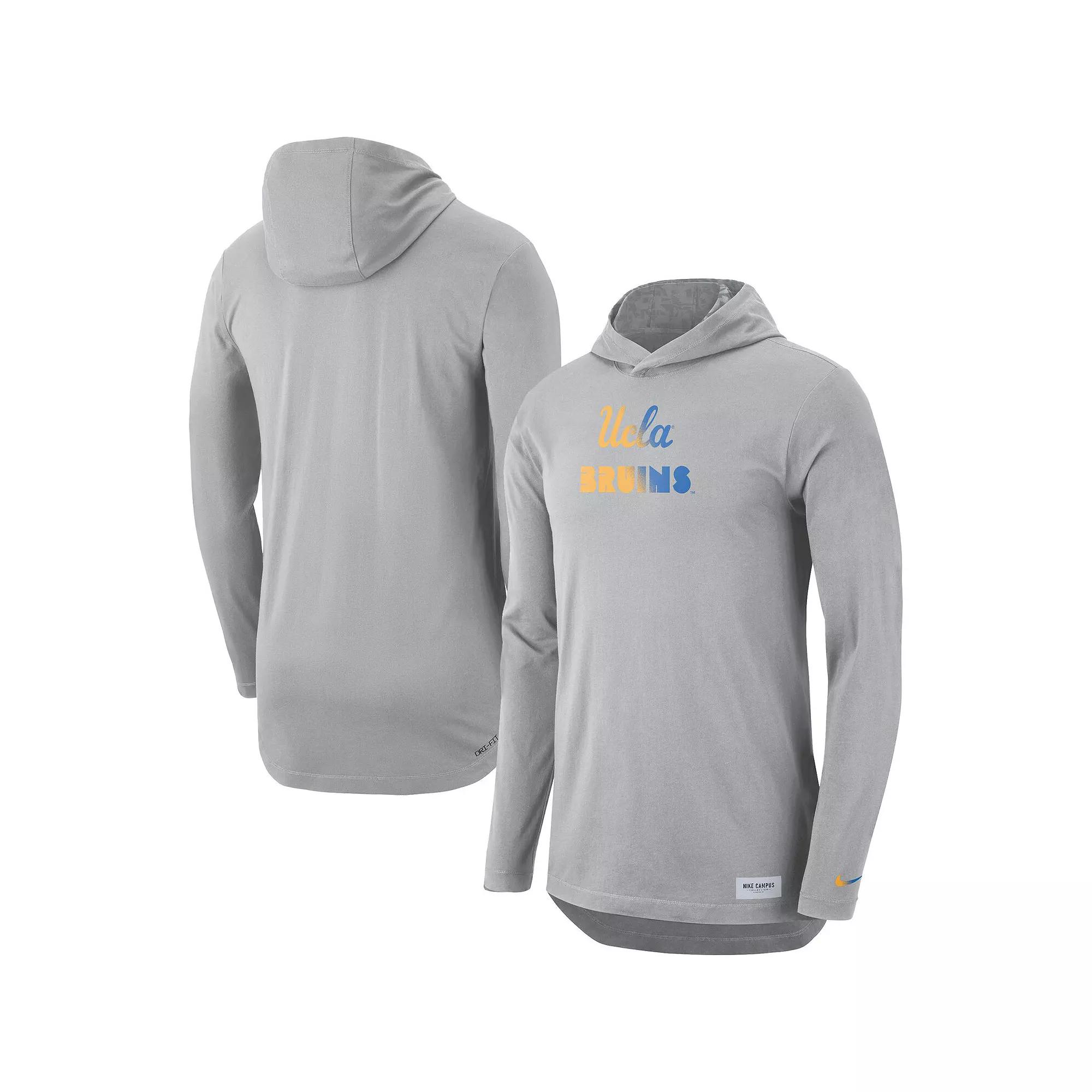 Men's Nike Gray UCLA Bruins Campus Performance Hoodie Long Sleeve T-Shirt, Size: XL, Grey Product Image