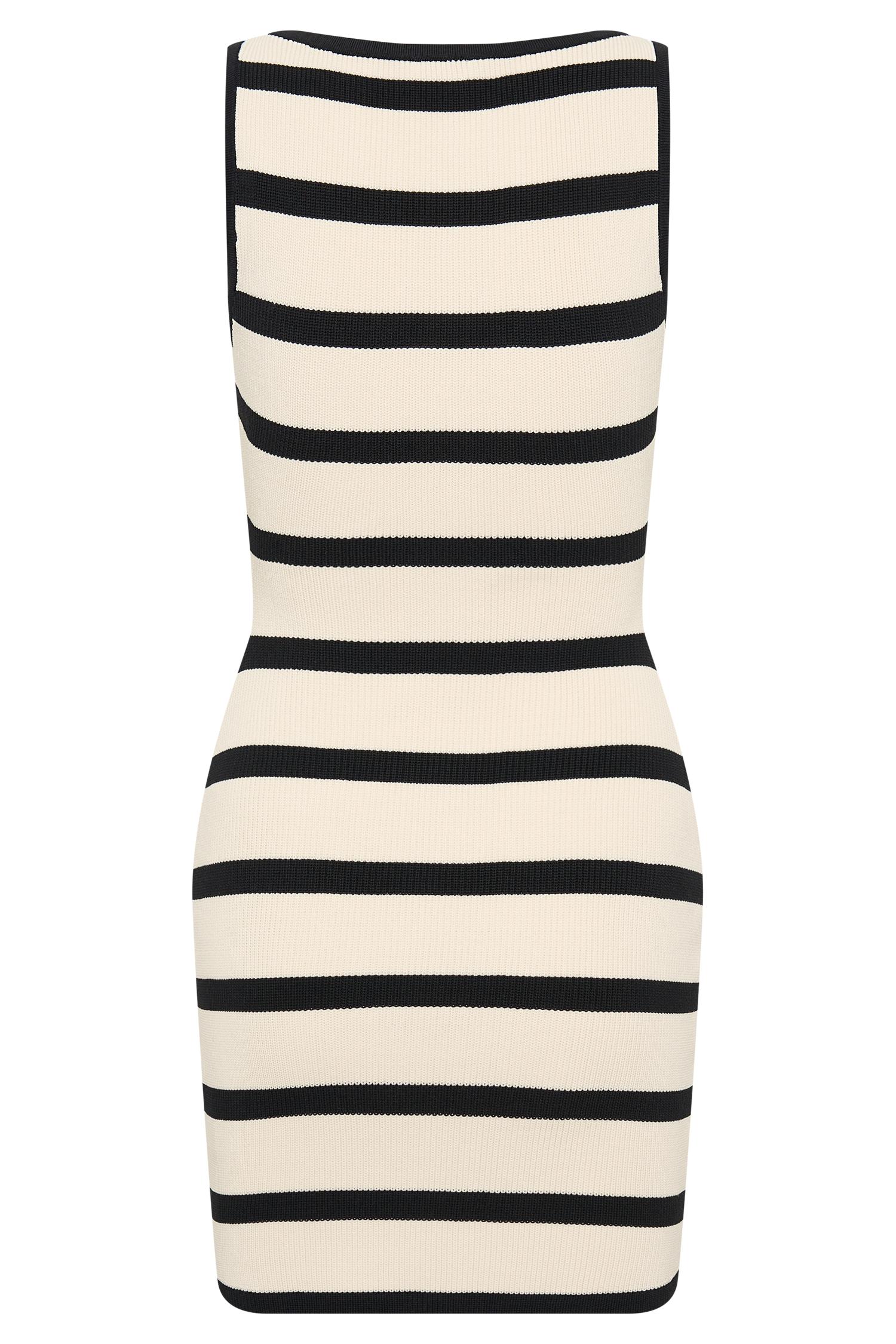 Sawyer Stripe Knit Mini Dress - Black/Cream Product Image