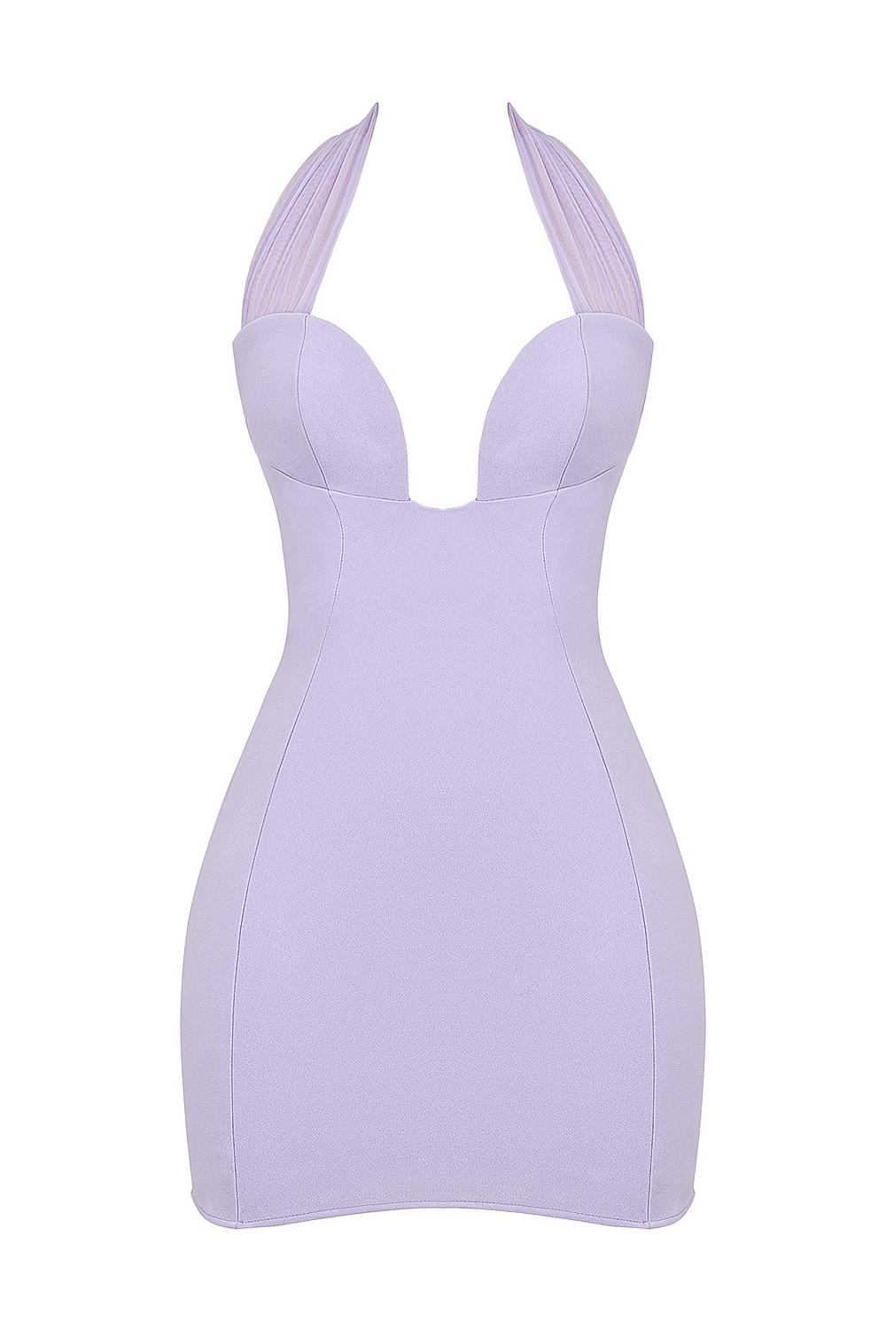Alyssa  orchid crepe plunge mini dress Product Image