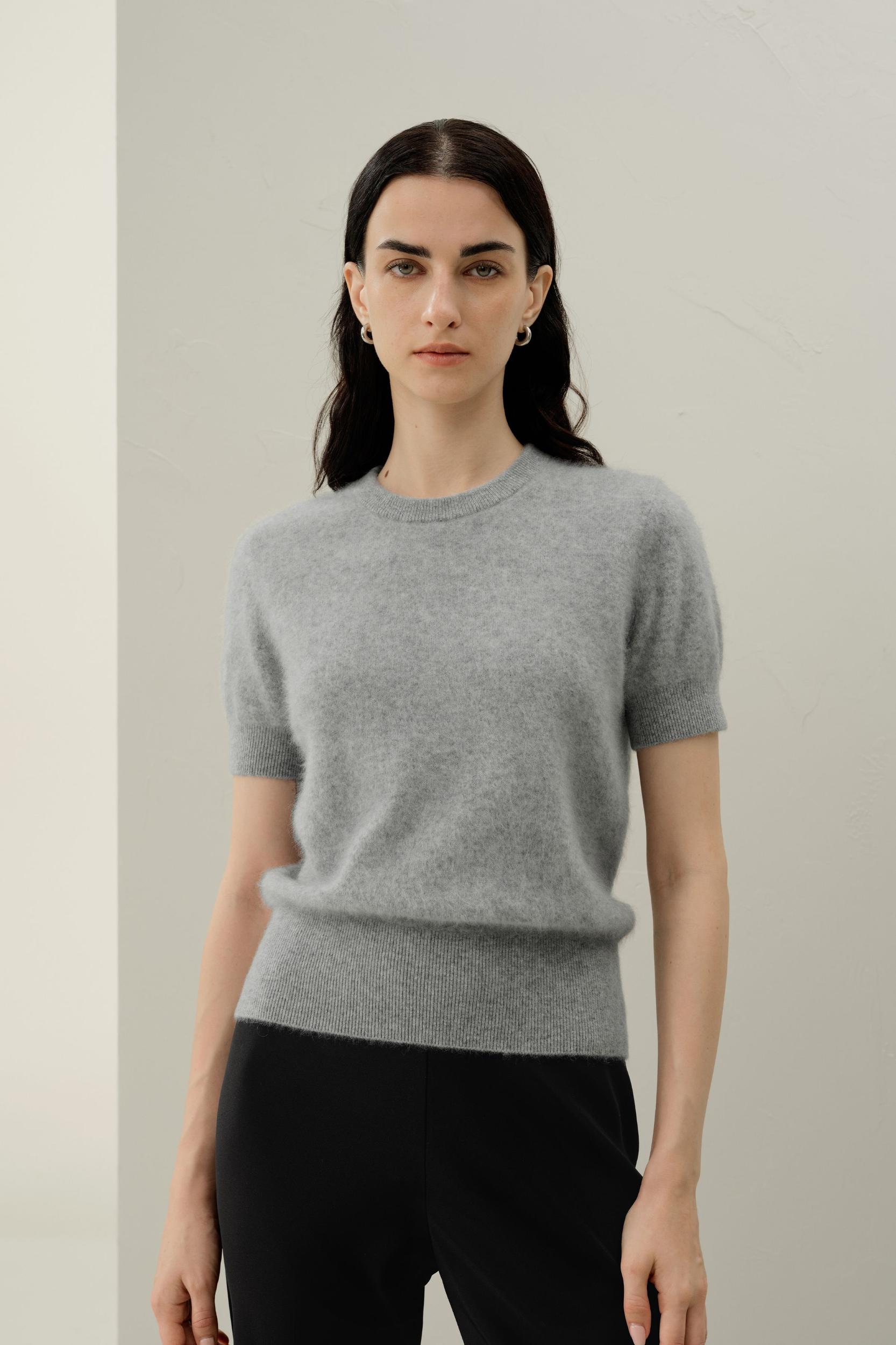 Brushed Cashmere Short-Sleeve Sweater Product Image