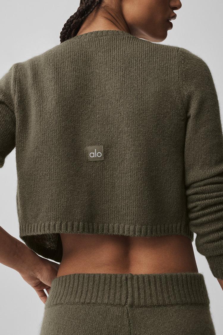 Wool Cashmere New Class Cropped Cardigan - Olive Tree Product Image