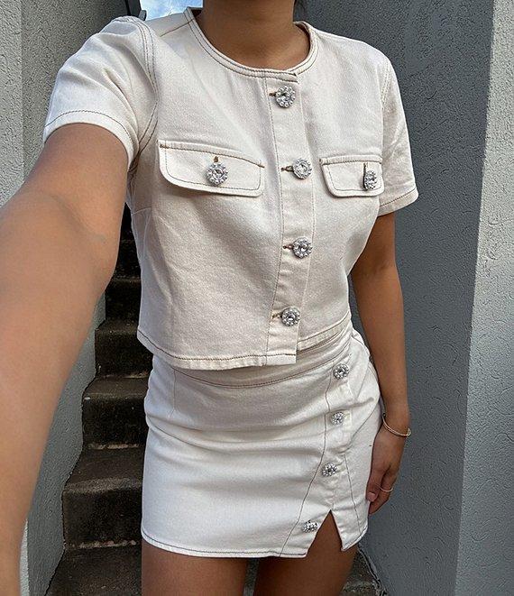 GB Coordinating Denim Mini Skirt Product Image