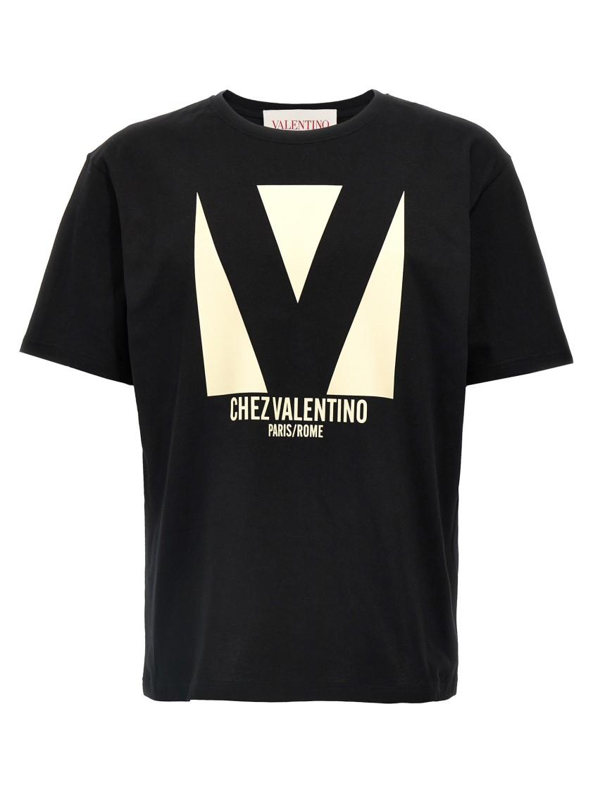 VALENTINO Crew Neck Short Sleeves T-shirts In Black Product Image