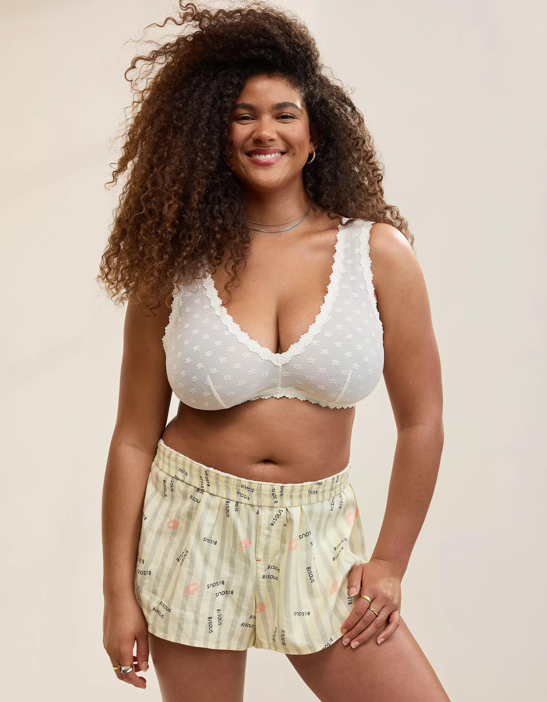 Show Off Daisy Mesh Plunge Bralette Women's Product Image