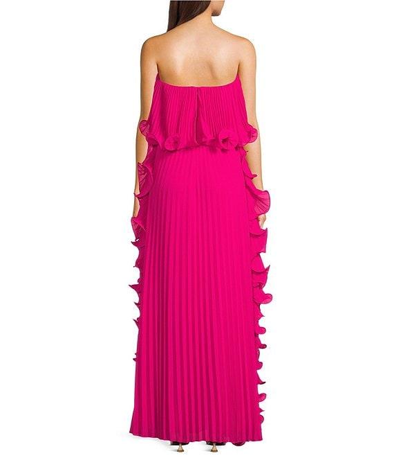 Belle by Badgley Mischka Lindsay Strapless Pleated Ruffle Shift Dress Product Image
