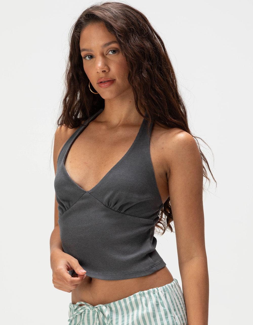 RSQ Womens Washed Halter Top - GRAY Product Image