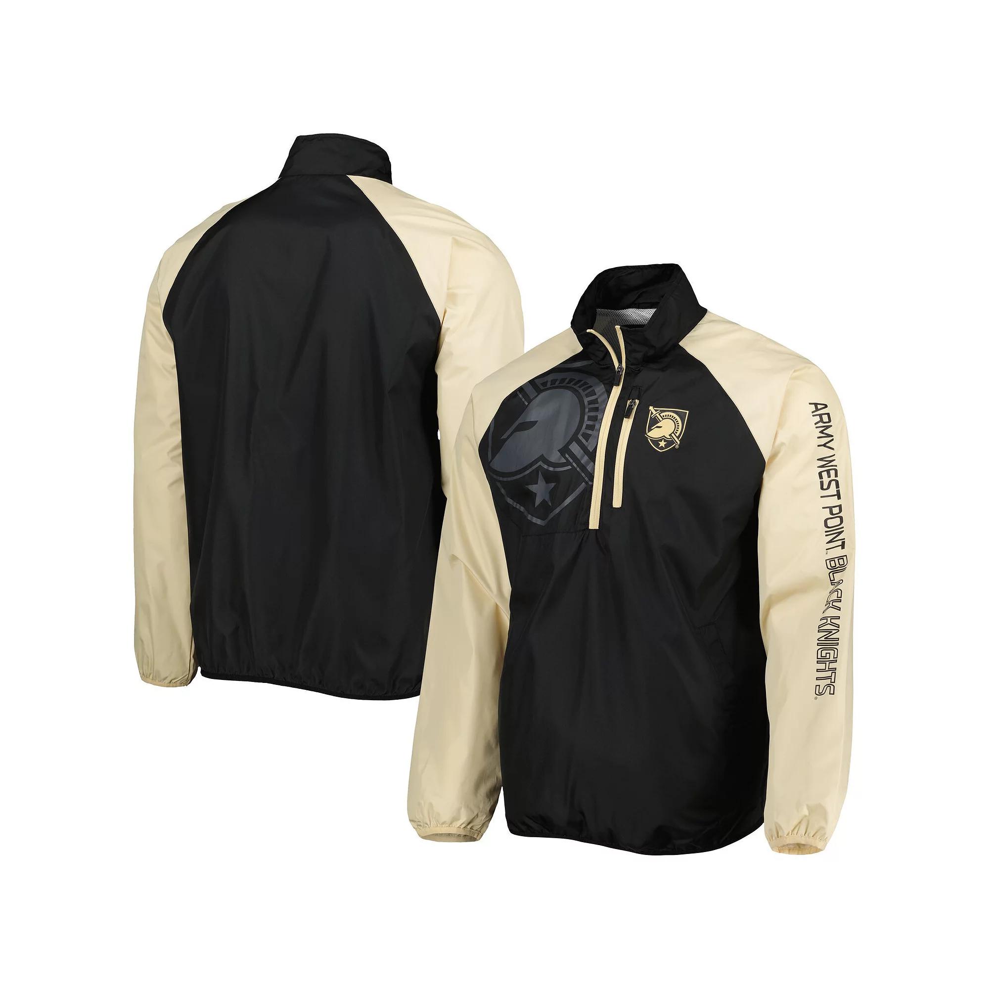Men's G-III Sports by Carl Banks Black/Gold Army Black Knights Point Guard Raglan Half-Zip Jacket, Size: XL, Nc2 Black Product Image
