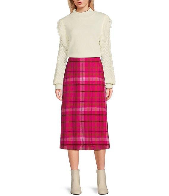 C&V Chelsea & Violet Long Sleeve Fringed Jaquard Sweater Product Image