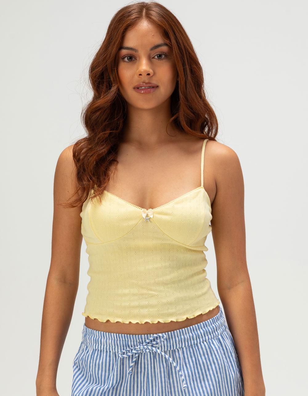 FULL TILT Pointelle Charm Womens Cami - YELLOW Product Image