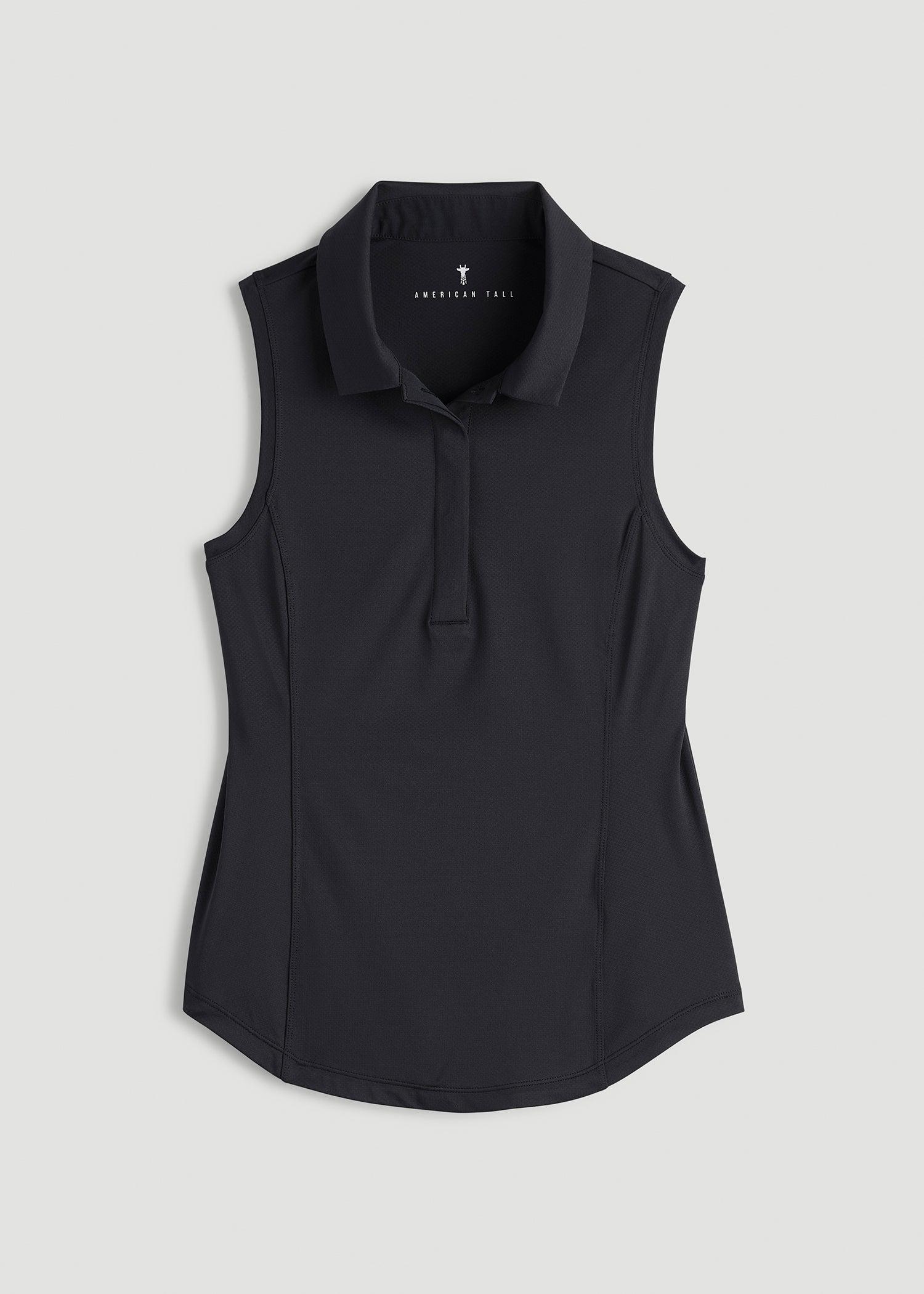 Active Sleeveless Polo Shirt for Tall Women in Black Female Product Image