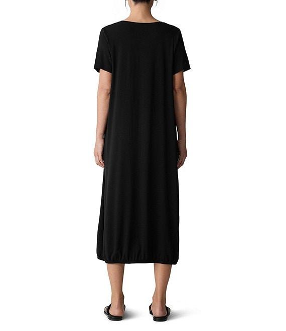 Eileen Fisher Round Neck Short Sleeve Full Length Lantern Midi Dress Product Image