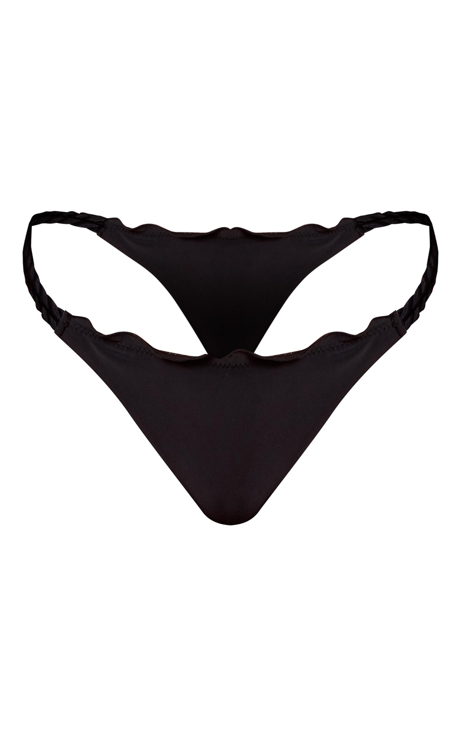 Black Twist Detail Tanga Bikini Bottoms Product Image