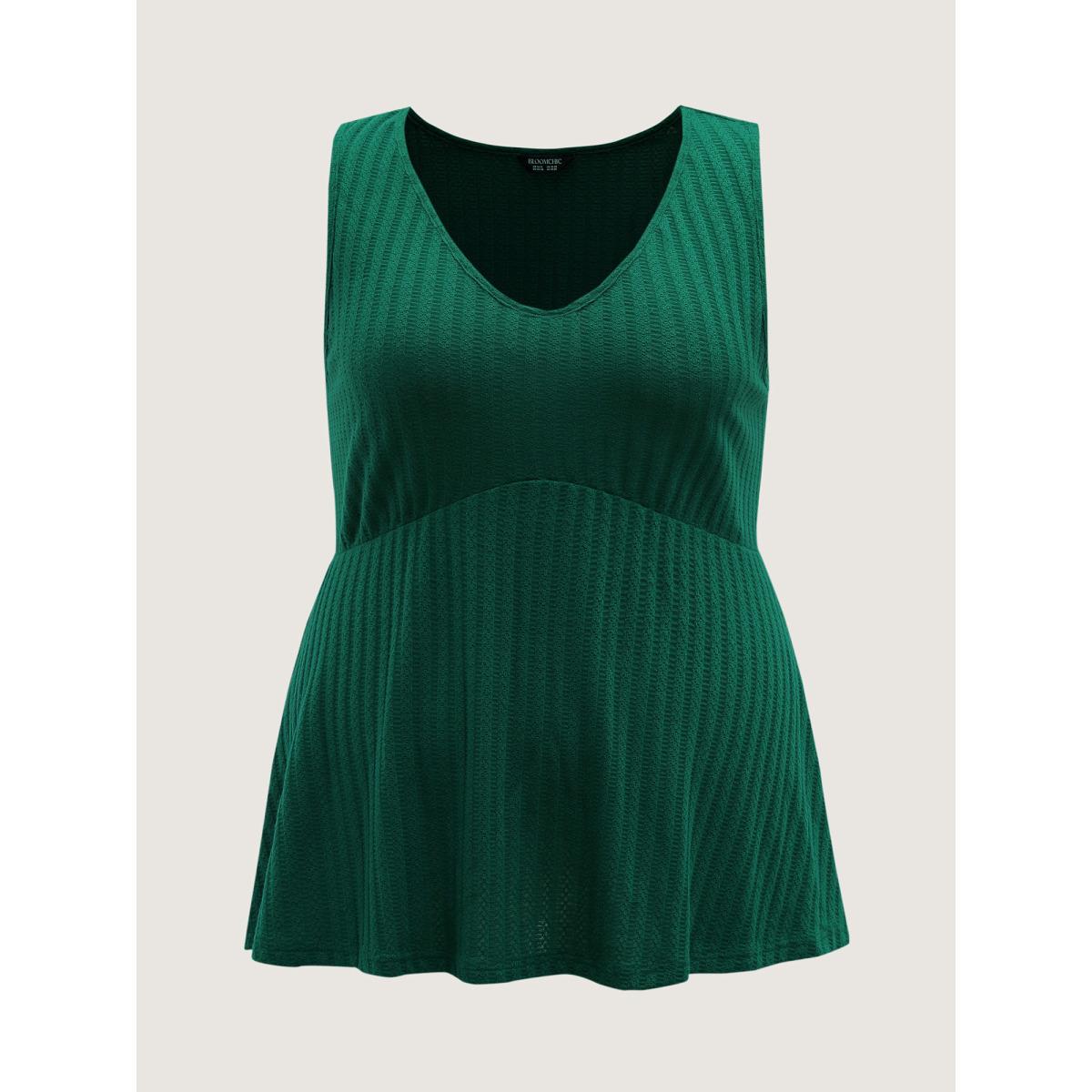 Plus Size Textured Knit V-Neck Cinched-Waist Tank Top Women Teal Leisure V-neck Casual Tank Tops Camis BloomChic 22-24/3X Product Image