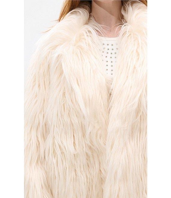 Azalea Wang Breckenridge Solid Faux Fur Notch Lapel Heavyweight Open Front Jacket Product Image
