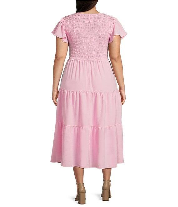Perch by Blu Pepper Plus Flutter Sleeve Midi Dress Product Image