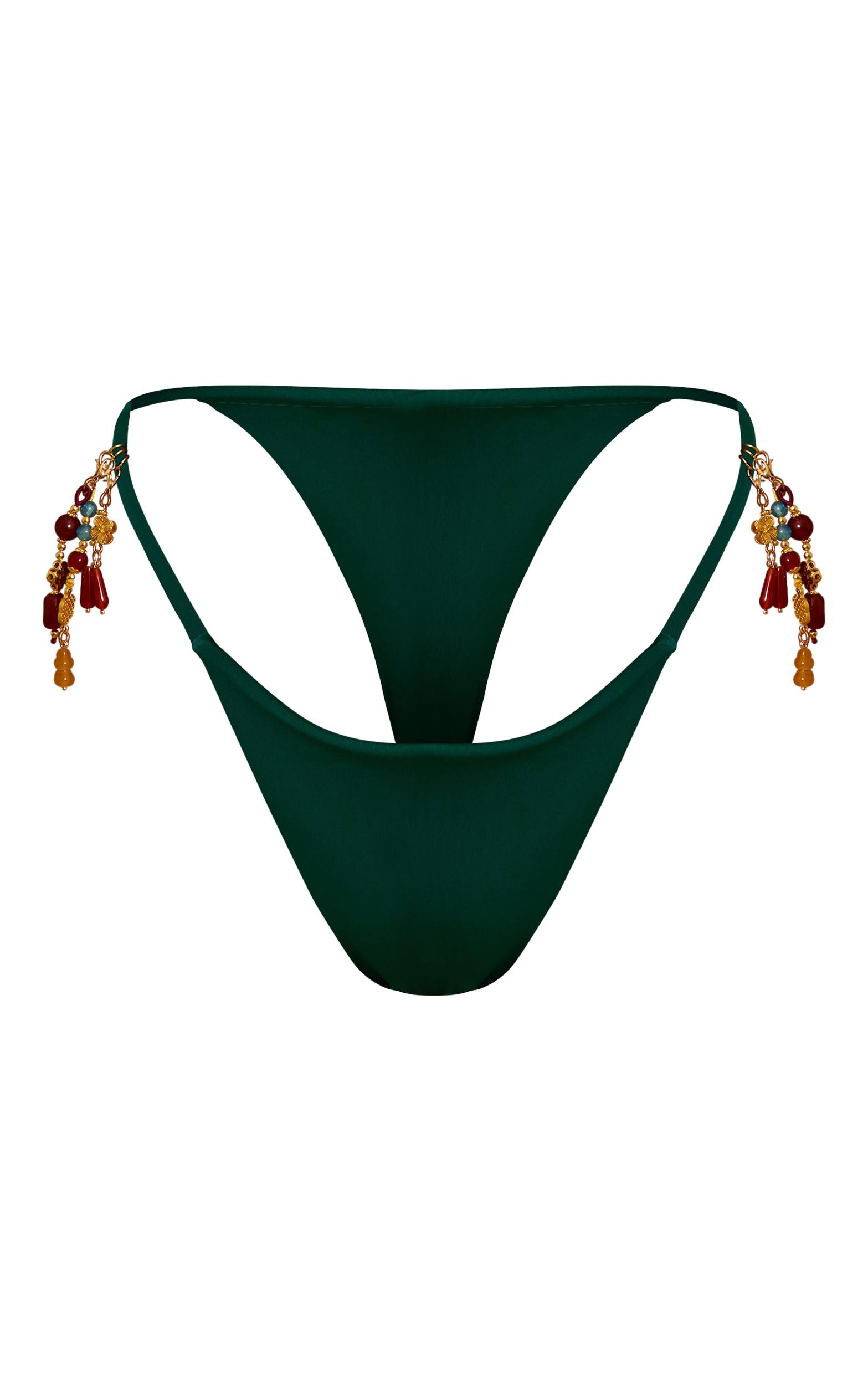 Emerald Green Charm Trim String Tanga Bikini Bottoms Product Image