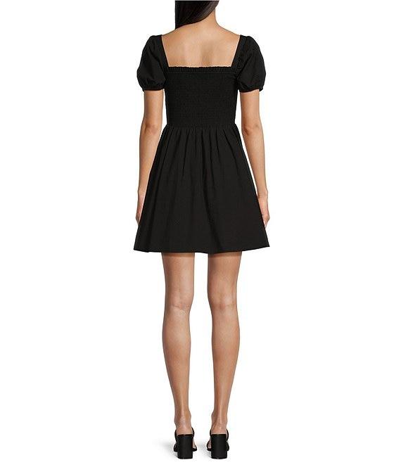 Copper Key Textured Puff Sleeve Smocked Dress Product Image