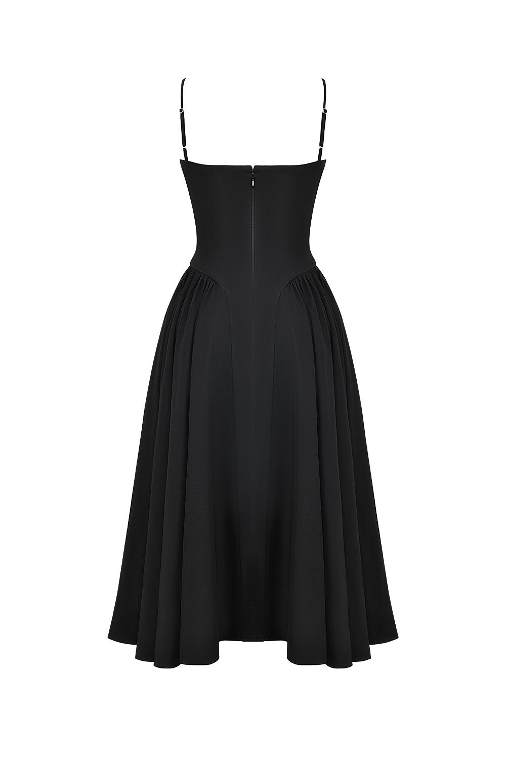 Samaria  black corset midi dress Product Image