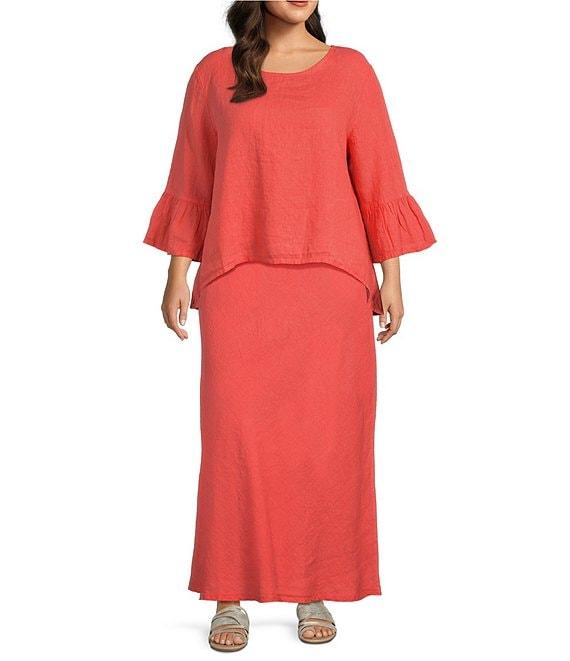 Bryn Walker Plus Light Linen Elastic Waist A-line Pull-On Skirt Product Image