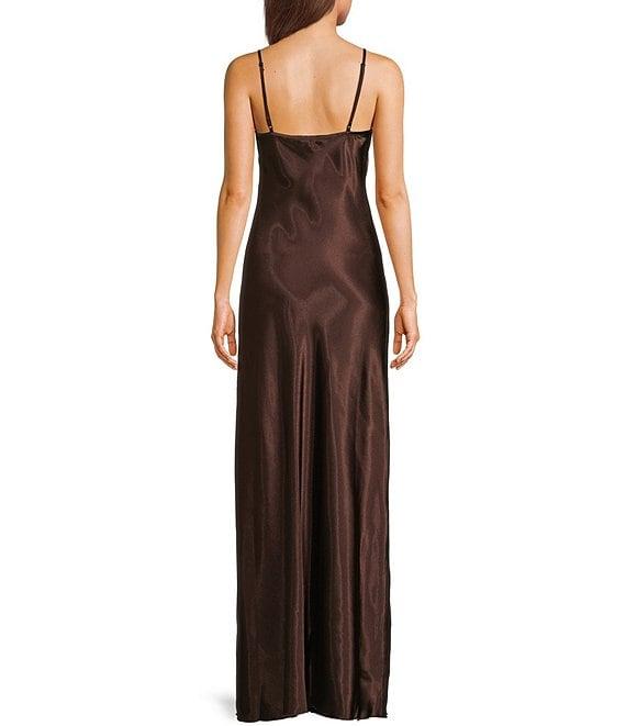 Jump Rhinestone Trim Drape Neck Long Dress Product Image