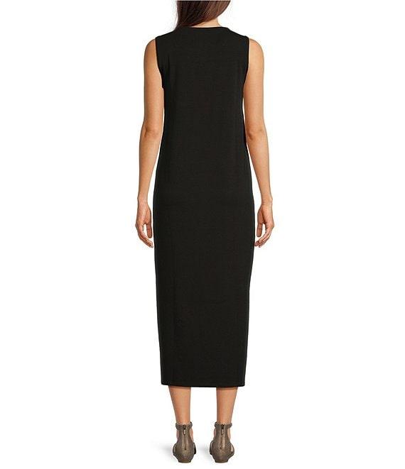 Eileen Fisher Jersey Knit Round Neck Sleeveless Midi Dress Product Image