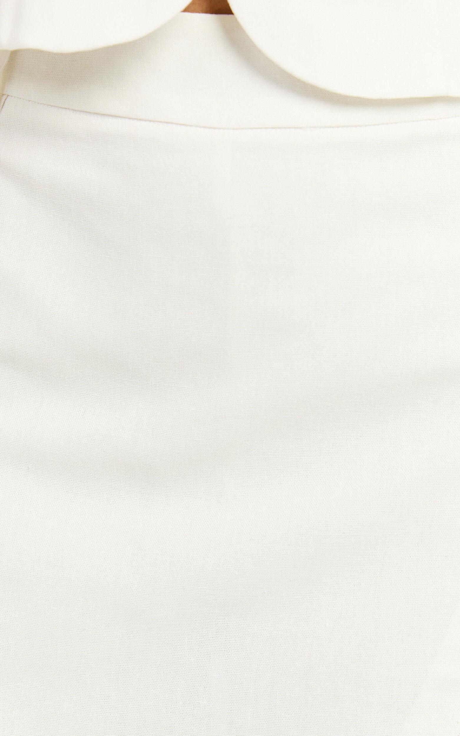 Sara Linen Blend Skort - Wrap Asymmetric Mini Skort in White Product Image