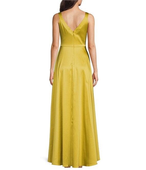 Alex Marie Helen Satin Scoop Neck Sleeveless Gown Product Image