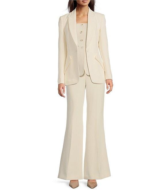 Muse by Marchesa Daphne Stretch Crepe Notch Lapel Collar Neck Long Sleeve One Button Blazer Product Image