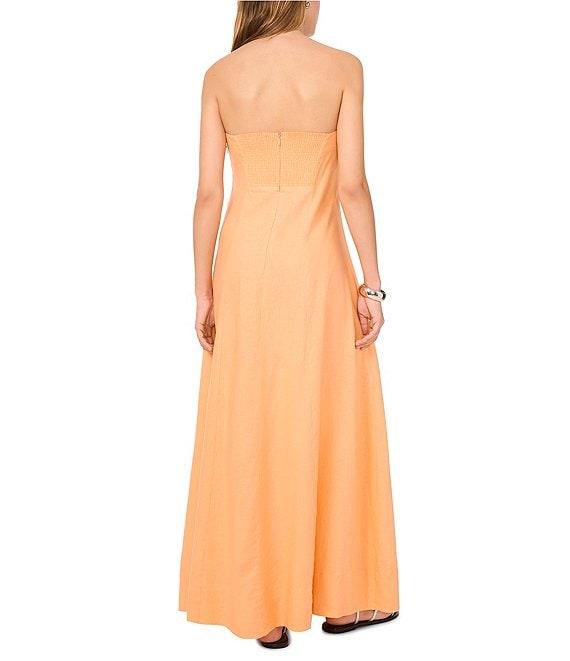 1. STATE Strapless Linen Blend Smocked Back Pocketed A-Line Maxi Dress Product Image