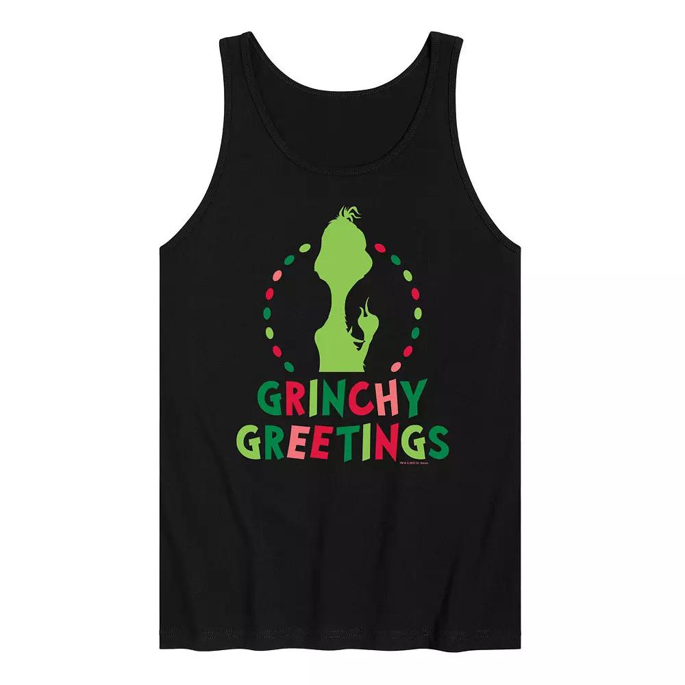 Men's Dr. Seuss The Grinch Grinchy Greetings Graphic Tank Top,  Product Image