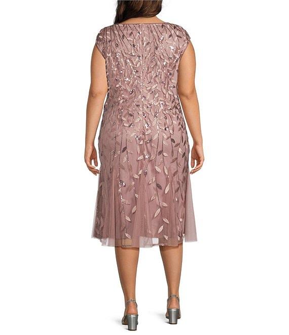 Alex Evenings Plus Size Cap Sleeve Sequin Fit and Flare Midi Dress Product Image