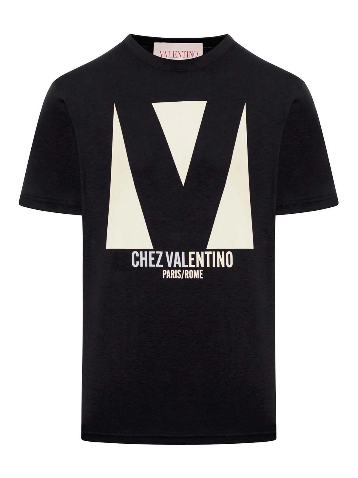 VALENTINO Crew Neck Short Sleeves T-shirts In Black Product Image