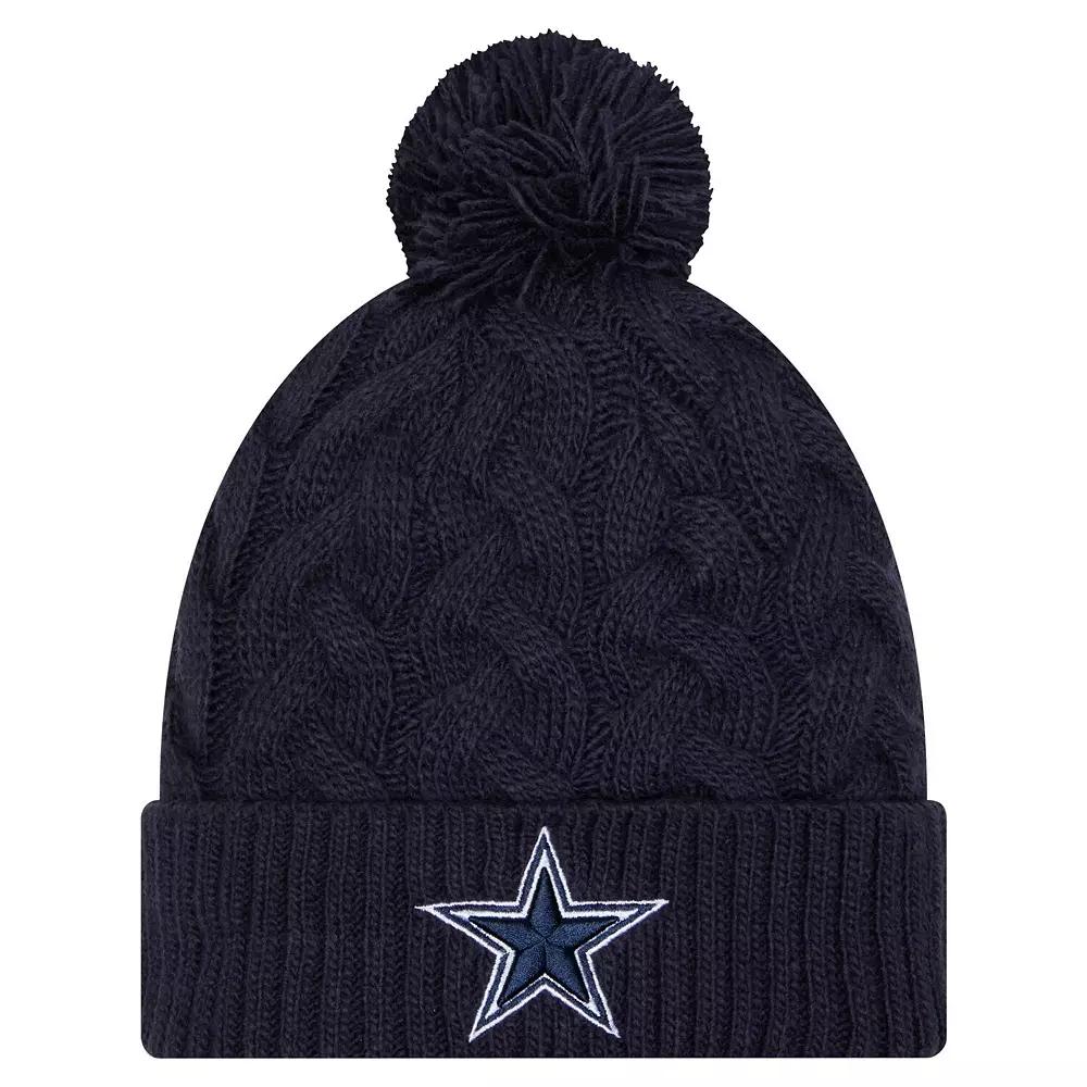 Women's New Era Navy Dallas Cowboys Cable Knit Hat with Pom, Blue Product Image