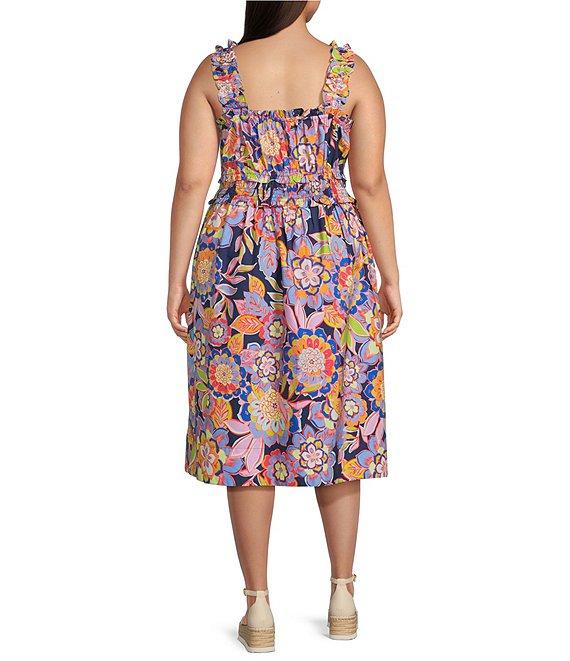 Eliza J Plus Size Cotton Poplin Floral Sundress Product Image