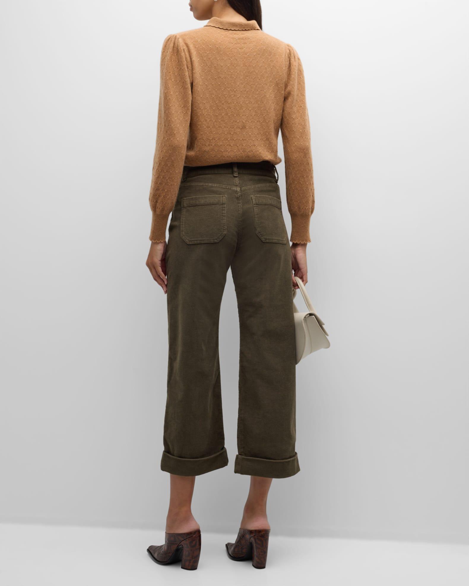 Scalloped Cashmere Polo Sweater Product Image