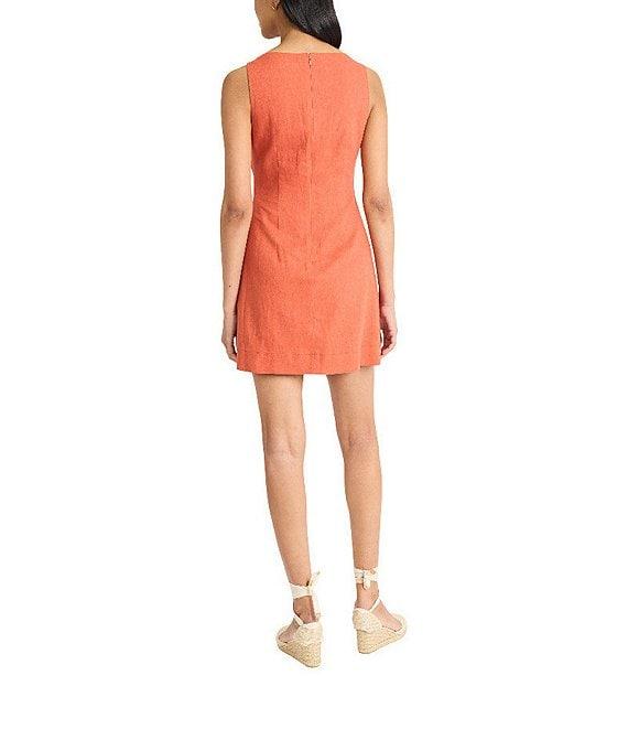 The Good Journey Solid Linen Blend Square Neck Sheath Mini Dress Product Image