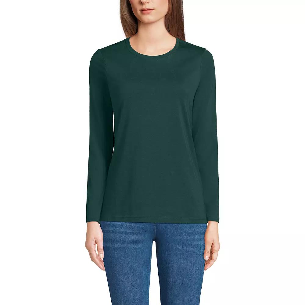 Petite Lands' End Relaxed-Fit Supima Long Sleeve Cotton Crewneck Tee, Women's,  Product Image