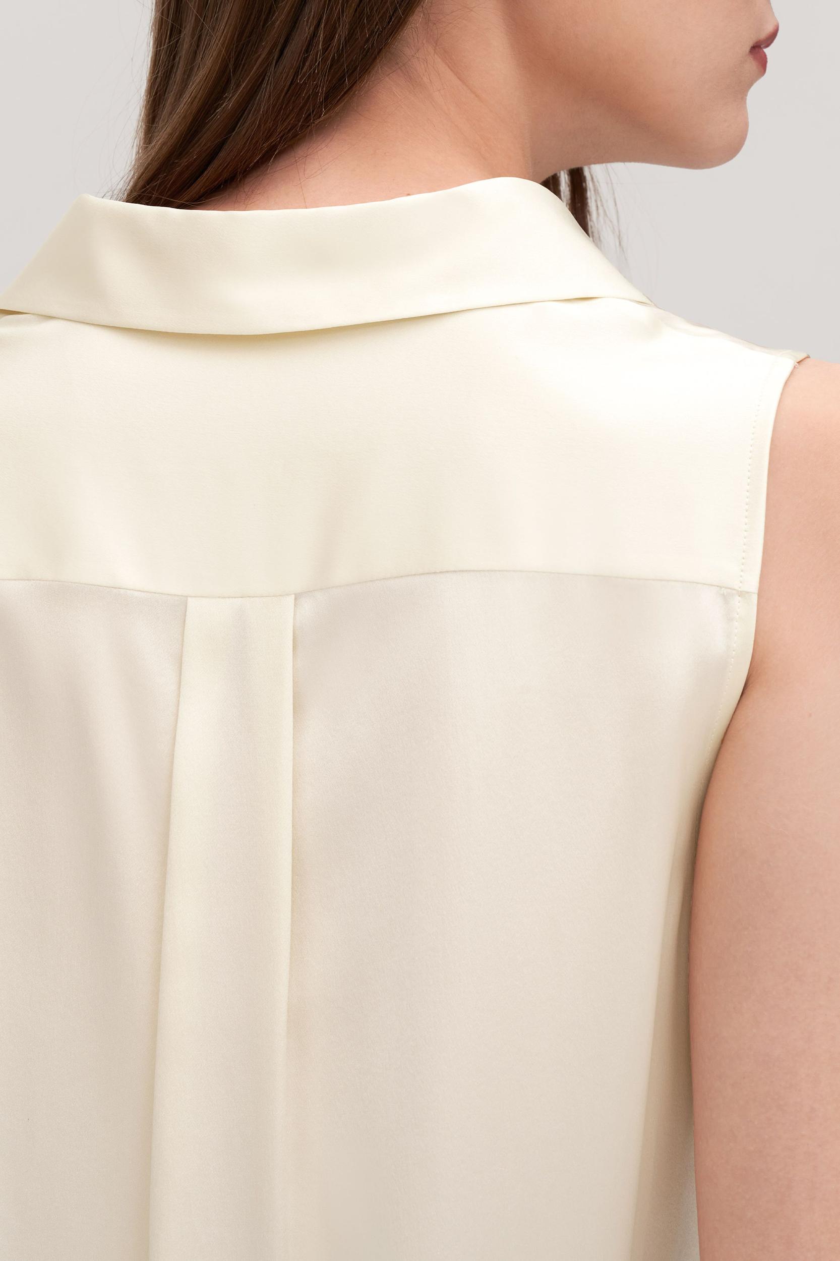 V-Neck Sleeveless Silk Violet Shirt For Women Product Image