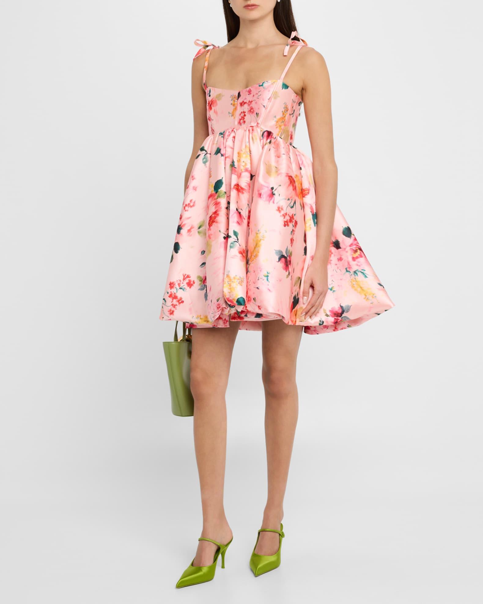 Floral Mikado Babydoll Dress with Pockets Product Image
