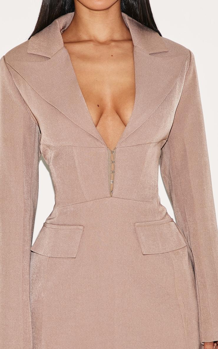 Petite Taupe Hook And Eye Fitted Blazer Dress Product Image