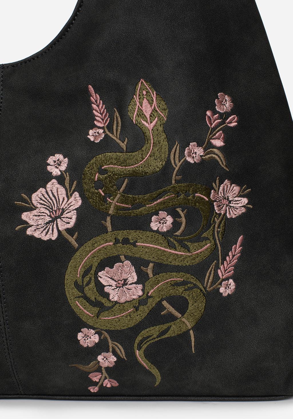 Gorgon Snake Embroidered Faux Suede Tote Bag Product Image