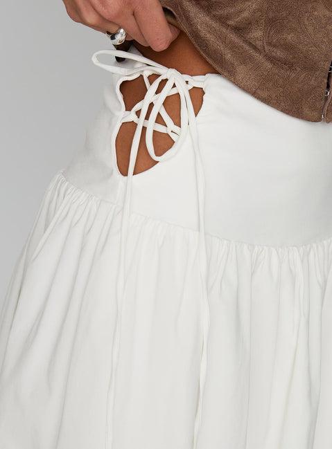 Snowflakes Tie Side Midi Skirt White Product Image