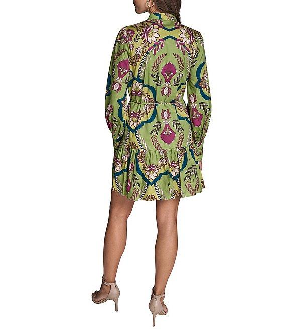 BCBG Long Sleeve Printed Cotton Shirt Dress Product Image