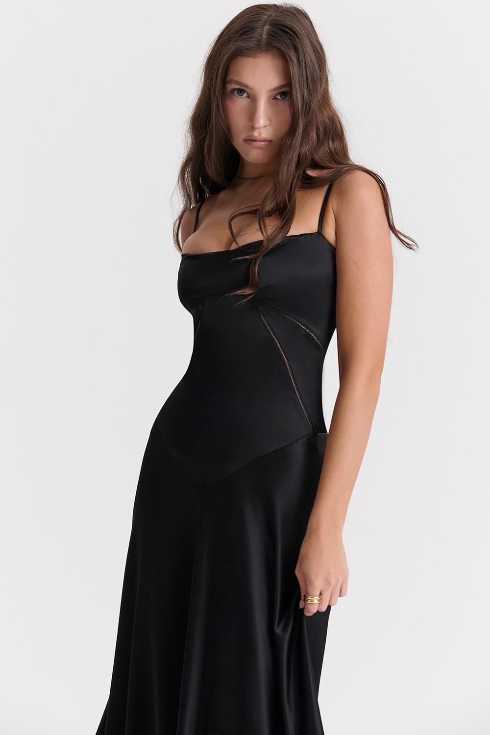 Anabella  black lace up maxi dress Product Image