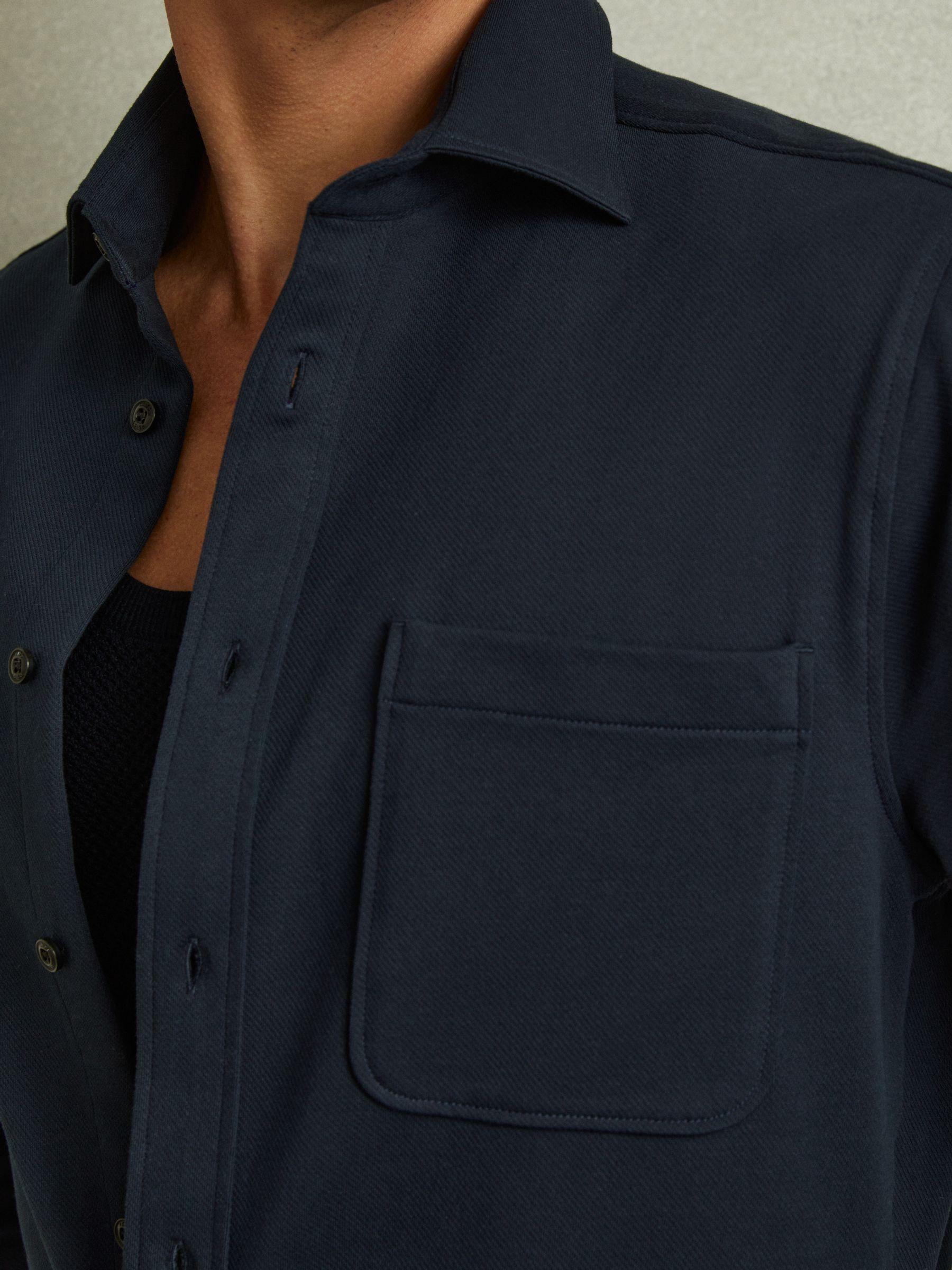Cotton Blend Twill Overshirt in Navy Product Image