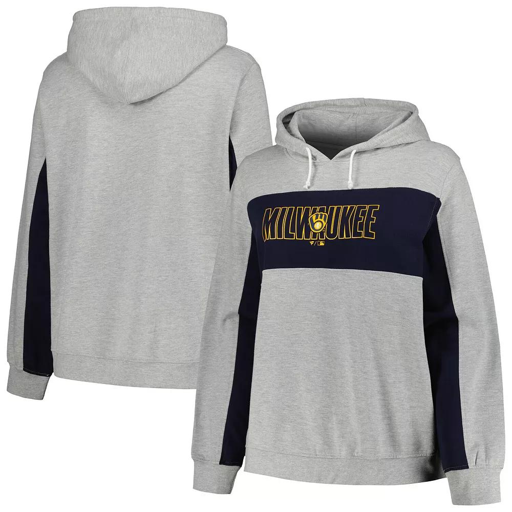 Women's Profile Heather Gray Milwaukee Brewers Plus Size Pullover Jersey Hoodie, Size: 1XL, Grey Product Image