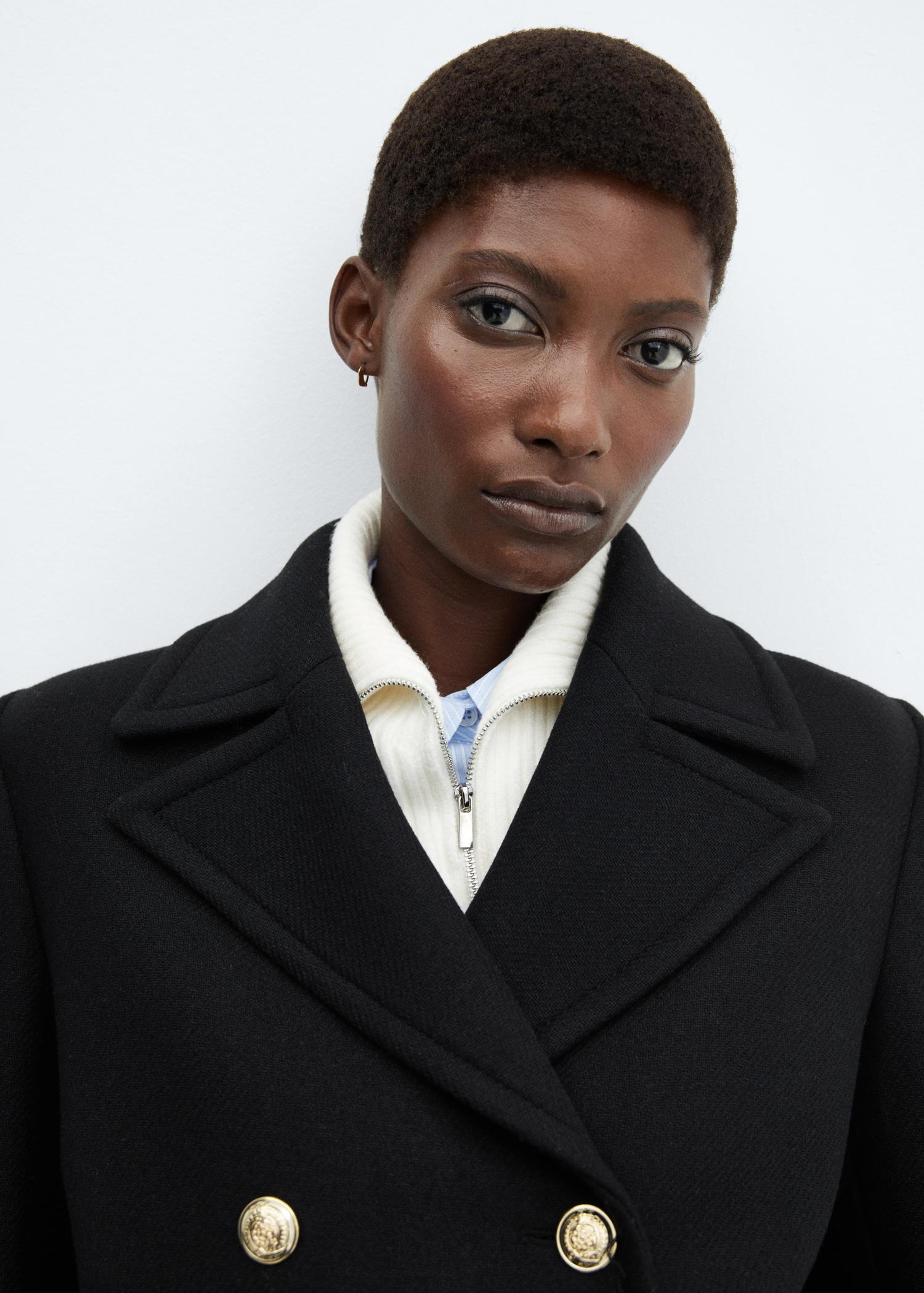 Wool coat with jewel buttons - Women | MANGO USA Product Image