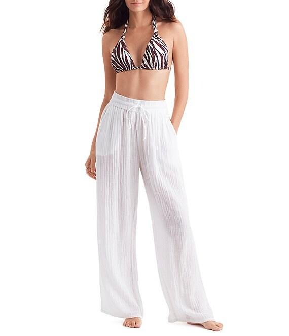 Mima Flamingo Bliss Gauze Vista Solid Wide Leg Elastic Drawstring Pull-On Pants Swim Cover-Up Product Image