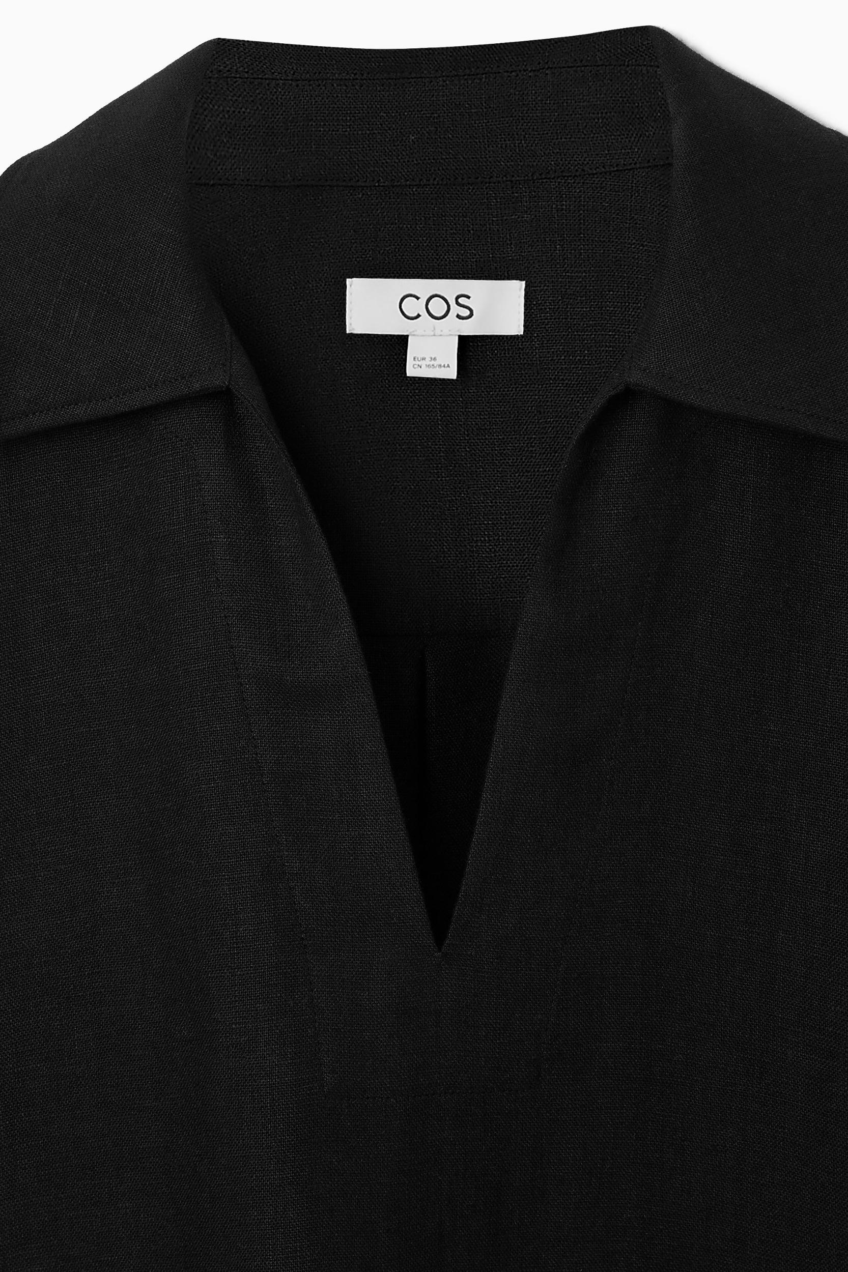 OPEN-COLLAR LINEN SHIRT DRESS Product Image